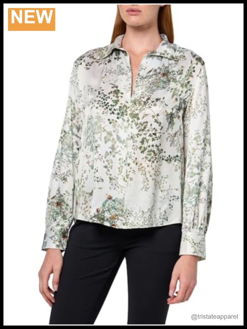 Vince Silk Smocked Long Sleeve Blouse Floral Women's